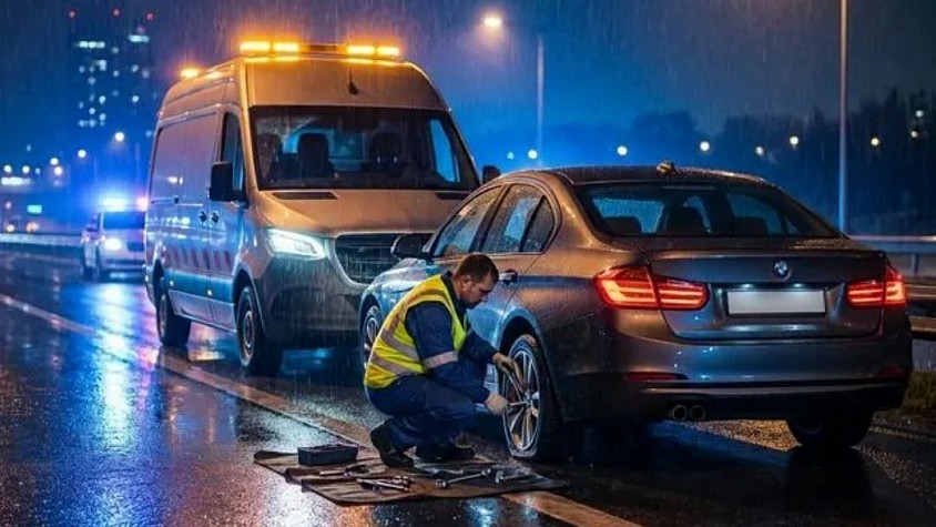 Yerinde Hertürlü Lastik Tamiri Yapılır.Konum atın 15 Dakika içinde Gelelim